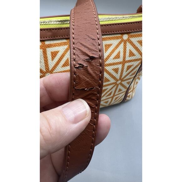 Spartina 449 Daufuskie Island orange Geometric Linen Shoulder Small-Med Bag - Picture 7 of 15